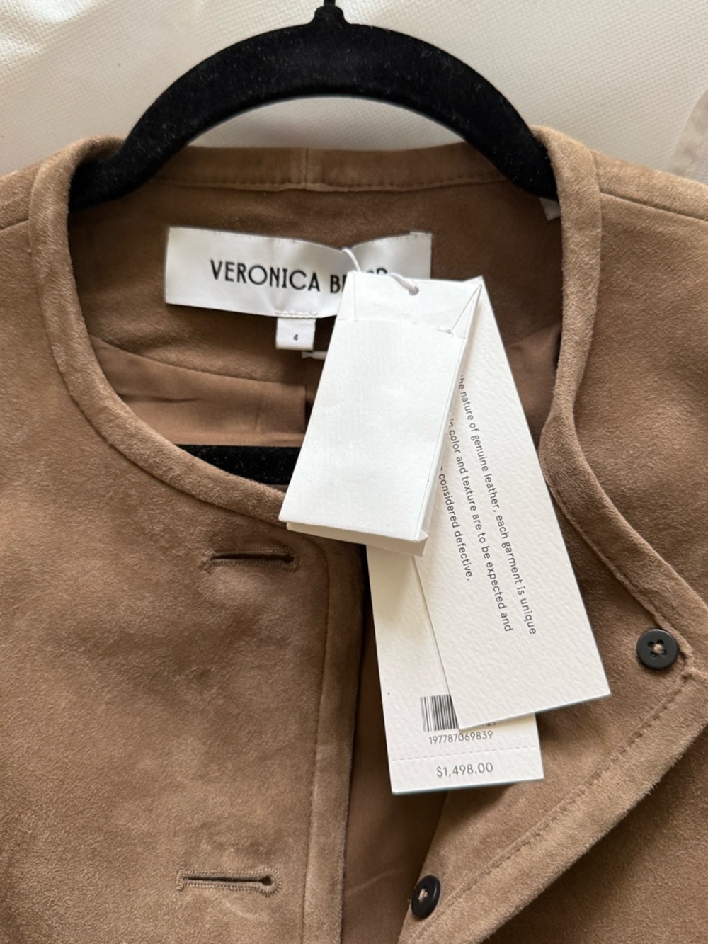 Veronica Beard Andrea Suede Lambskin Leather Jacket Bark Brown NEW with tags - Picture 8 of 10